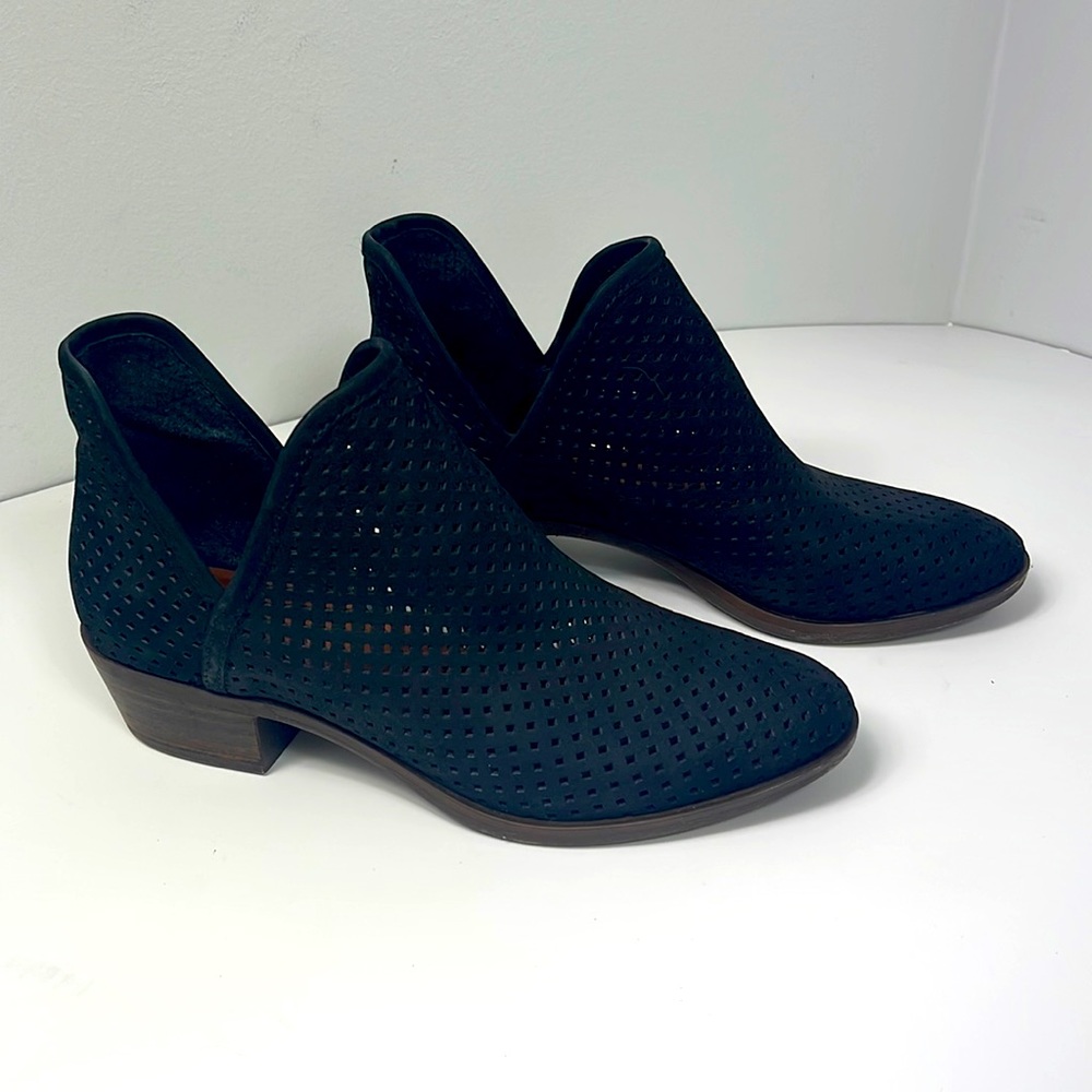 Lucky Brand Black Perforated Ankle Booties Size 7